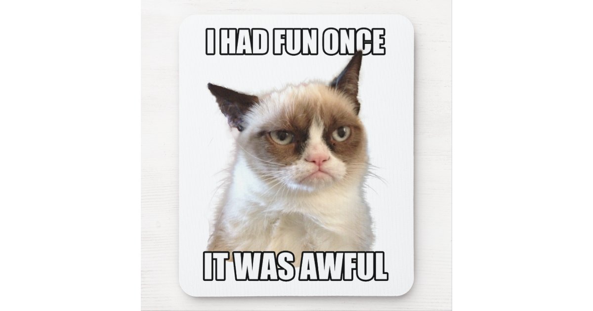 Grumpy Cat Mousepad 'I had fun once. It was awful' | Zazzle