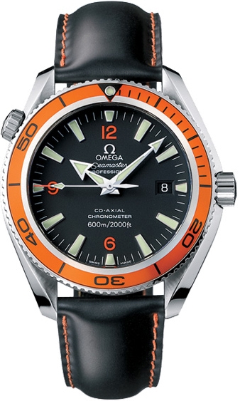 Omega Planet Ocean 42mm Orange Bezel Mens Watch 2909.50.82