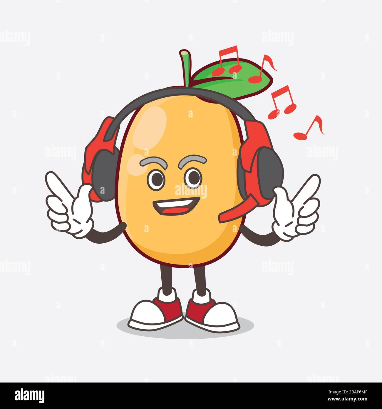 An Illustration of Kumquat Fruit cartoon mascot character Listening music on  a headset Stock Photo - Alamy