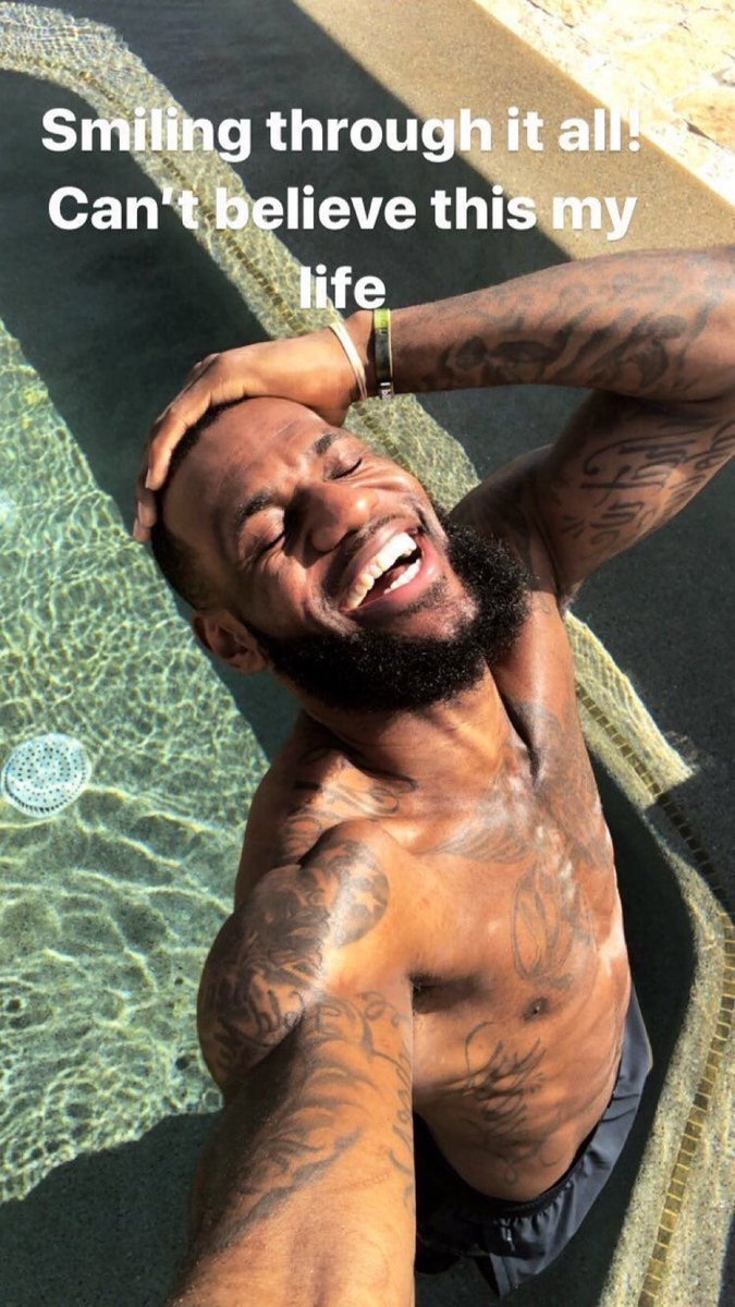 reactions on Twitter: lebron james in pool smiling through it all can't  believe this my life https://t.co/45S3oZR1SN / Twitter